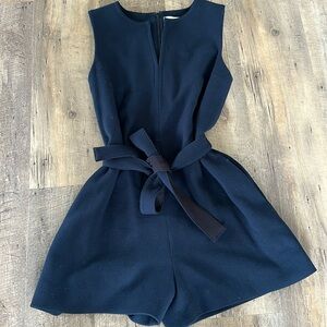 Victoria Beckham Navy Sleeveless Belted Romper